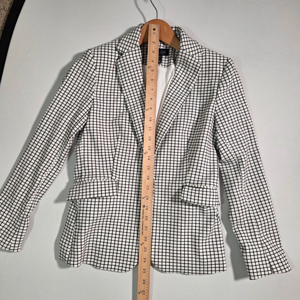 Rachel Zoe Blazer Jacket Womens XS White Black Check Single Breasted Polyester - Picture 5 of 13
